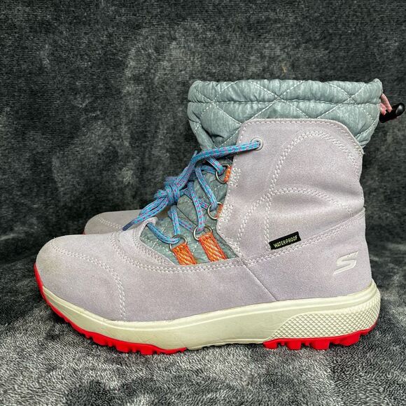 Skechers Air-cooled GOGA Mat Women Light Purple Waterproof Boots  Size 7.5 - Picture 3 of 8